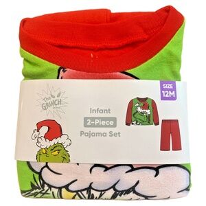Dr. Suess Baby PJs Size 12M The Grinch 2pc Pajama Set Long Sleeve Top Pants New